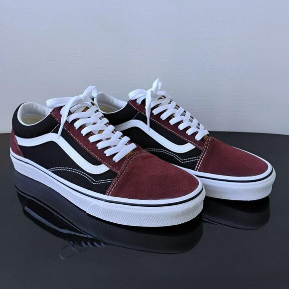 Vans Men's Old Skool Color Block Sneaker in Nice Color Combo Black / Brown - Picture 2 of 12